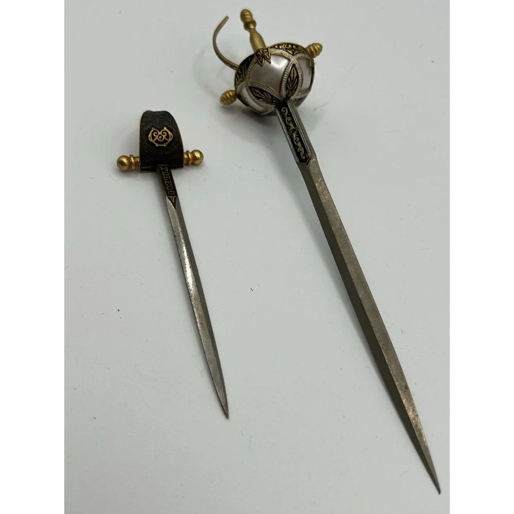 Vintage Lot Toledo Black Gold‎ Decorative Blade Dagger Sword Letter Opener Knife